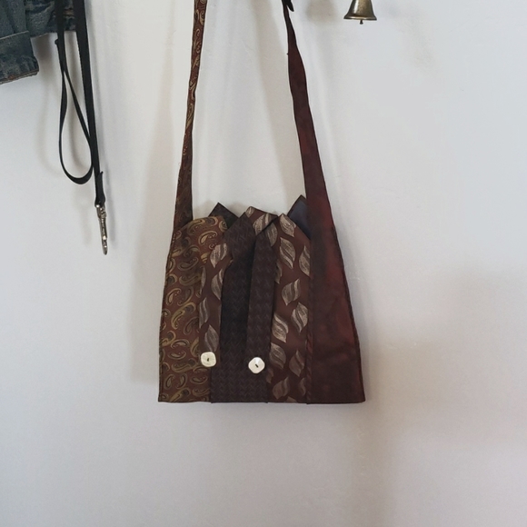 Purse Handmade Shoulder Bag from Ties / one of a kind. - Picture 1 of 6